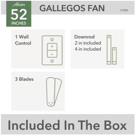 Hunter Gallegos 52 in. Matte Silver Indoor/Outdoor Ceiling Fan 51584
